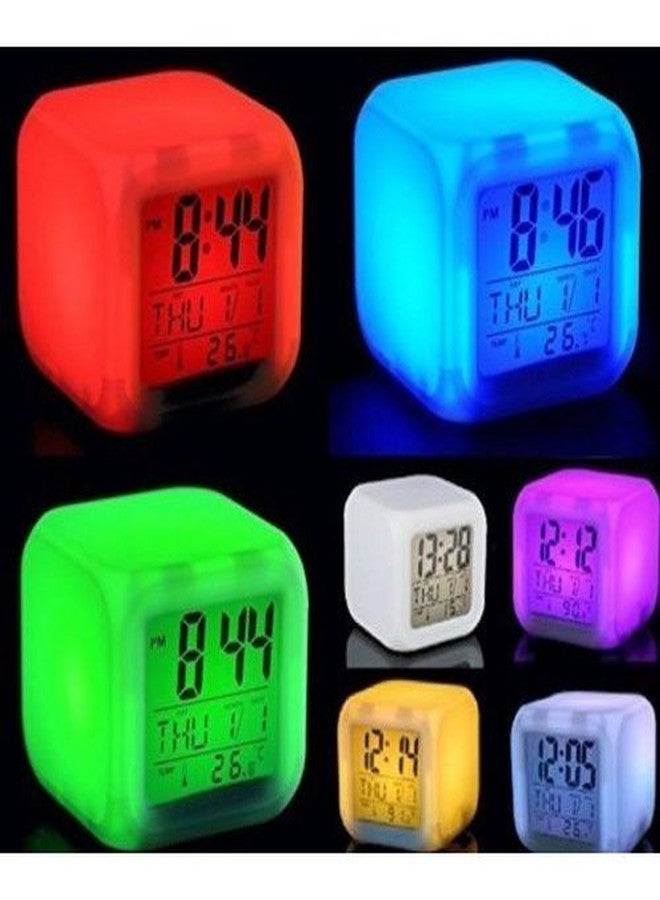 RB Mall 7 Colour Changing LED Digital Alarm Clock with Date, Time, Temperature for Office Bedroom - Image 3